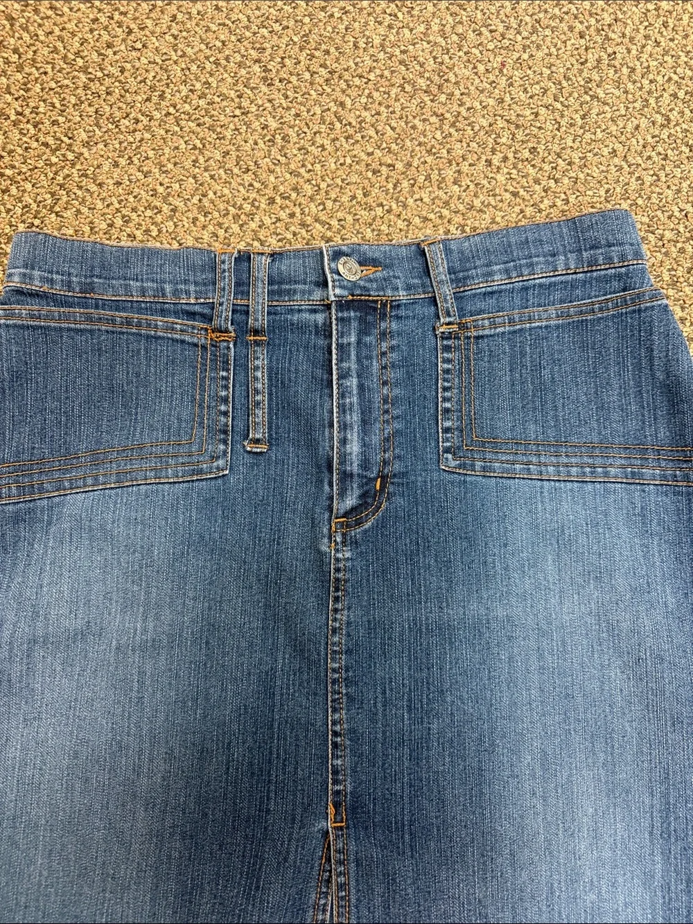 Y2K Sharon Anthony Denim Pencil Skirt Front Slit Stretch Jean Skirt Size 10‎